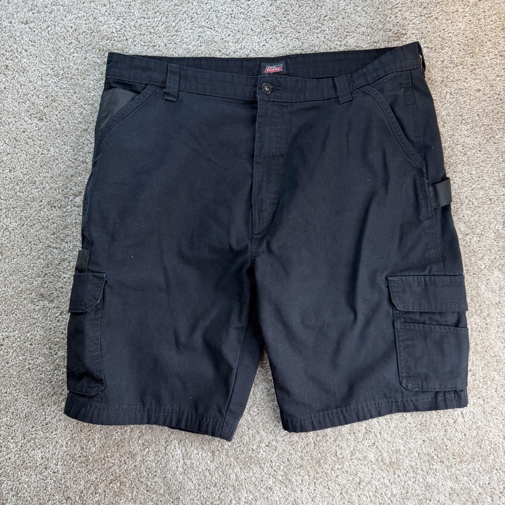 Dickies Cargo Shorts Mens 40 Black Cotton Blend Canvas Workwear Pockets Summer